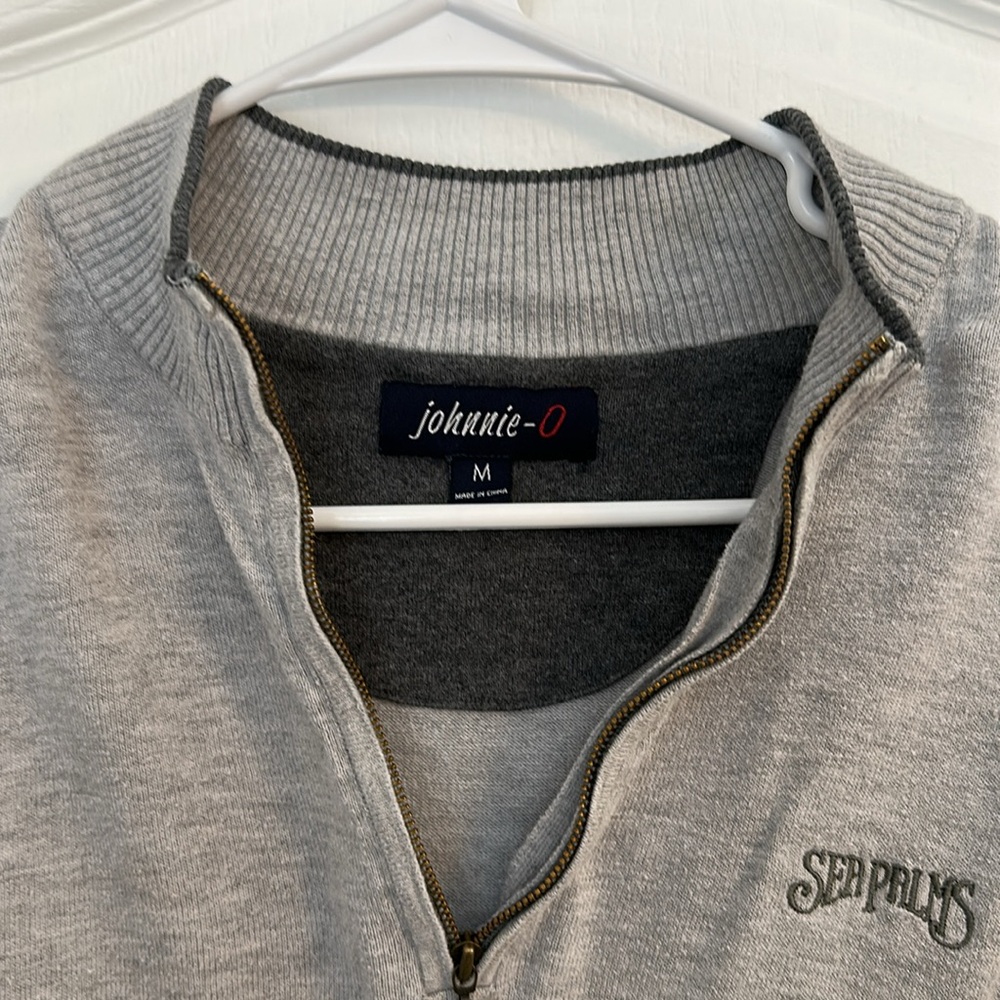 Johnnie-O Grey Sweater Long Sleeve 1/4 Zip Lightweight Soft - Medium - Picture 3 of 5